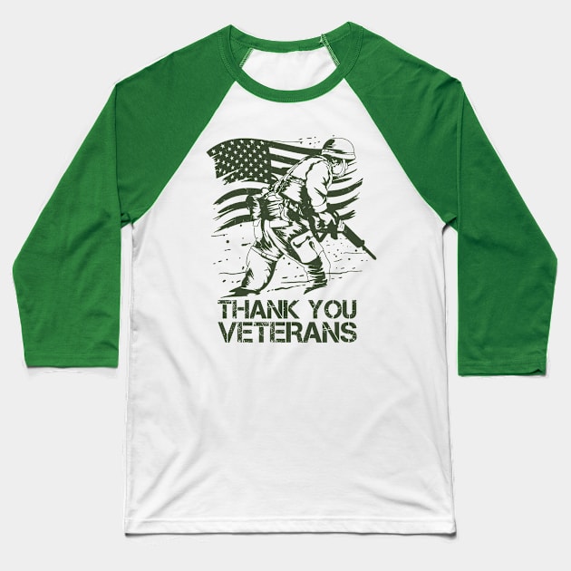 Thank You Veterans Baseball T-Shirt by Distant War